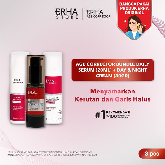 ERHA Bundle Age Corrector Daily Serum 20ml + Krim Pagi dan Malam 30g - Paket Anti Penuaan