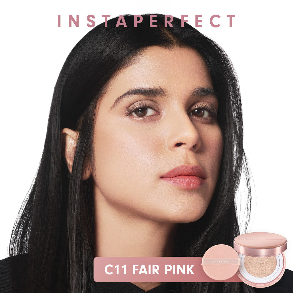 Instaperfect Skincover Air Cushion SPF 50++++ 11g - Make Up Cushion Foundation Blurring Semi Matte Finish (Real Skin Buildable Coverage, Transferproof, Non Comedogenic)- Bedak Foundation Wajah Tahan Lama