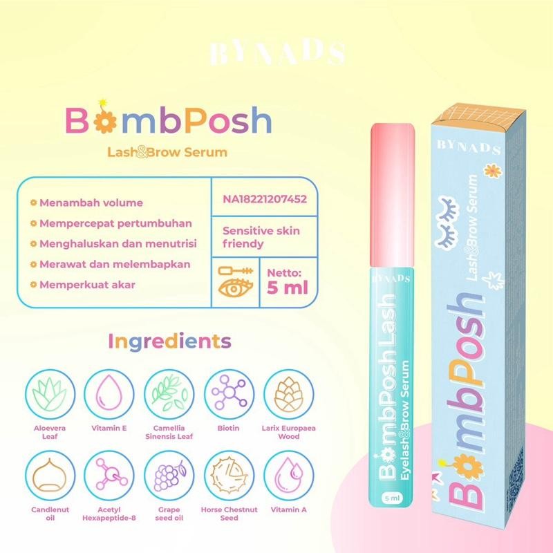 [2PCS] Bynads 2in1 Bombposh Lash and Brow Serum Bynads Eyelash Brow Serum Penumbuh Bulu Mata dan Alis By Bombposh Bynads