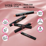 MAKE OVER Color Stick Matte Crayon 2.6 g - Lipstick Lipstik Bibir Matte untuk Base Ombre BEST SELLER-105 skye