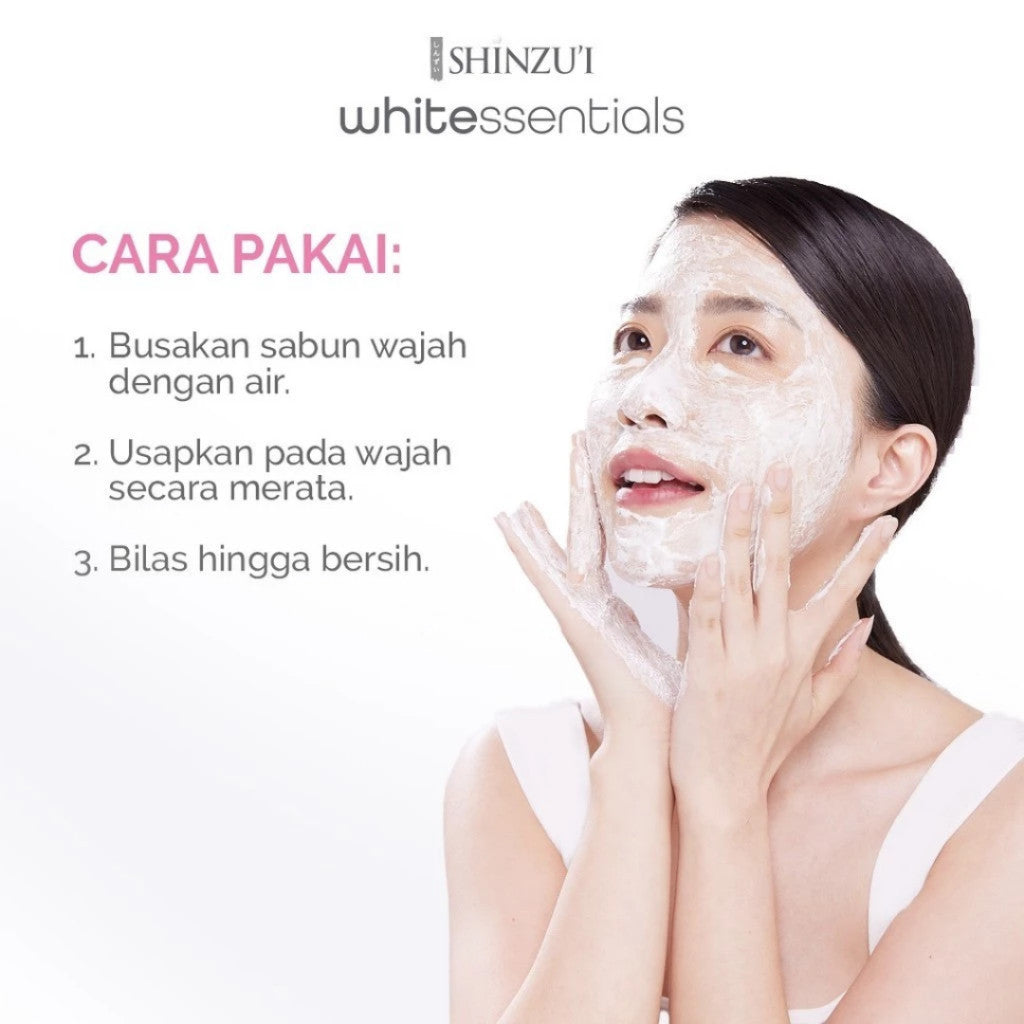 SHINZUI WHITE ESSENTIAL Double Brightening Facial Wash Snow Mushroom & Acne Calm 20ml