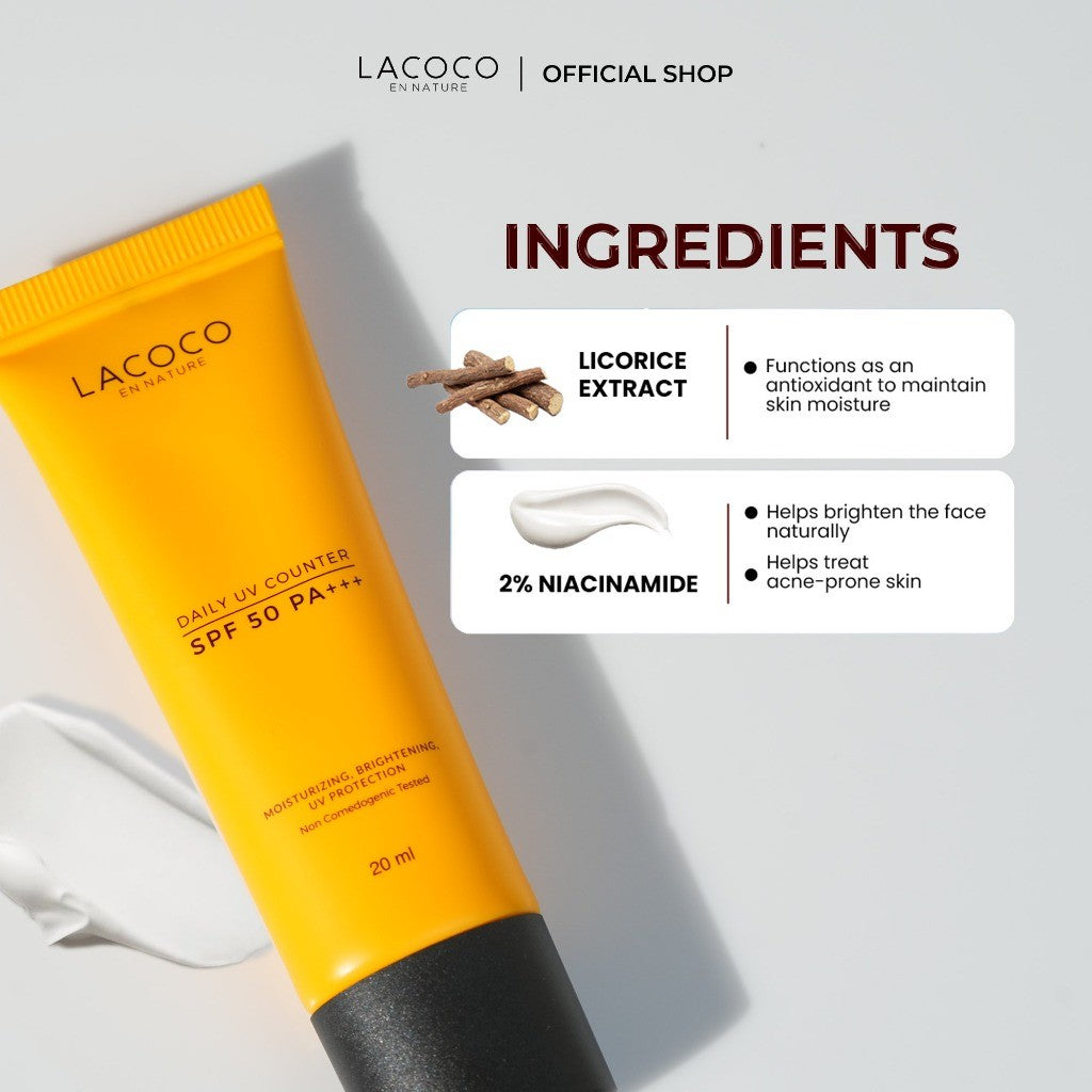 [Lacoco x Ayacahya] Morning Routine Combo - [Daily UV Counter SPF 50 PA++ (20 ml) + Ultimate Golden Swallow Facial Foam (100 ml)]
