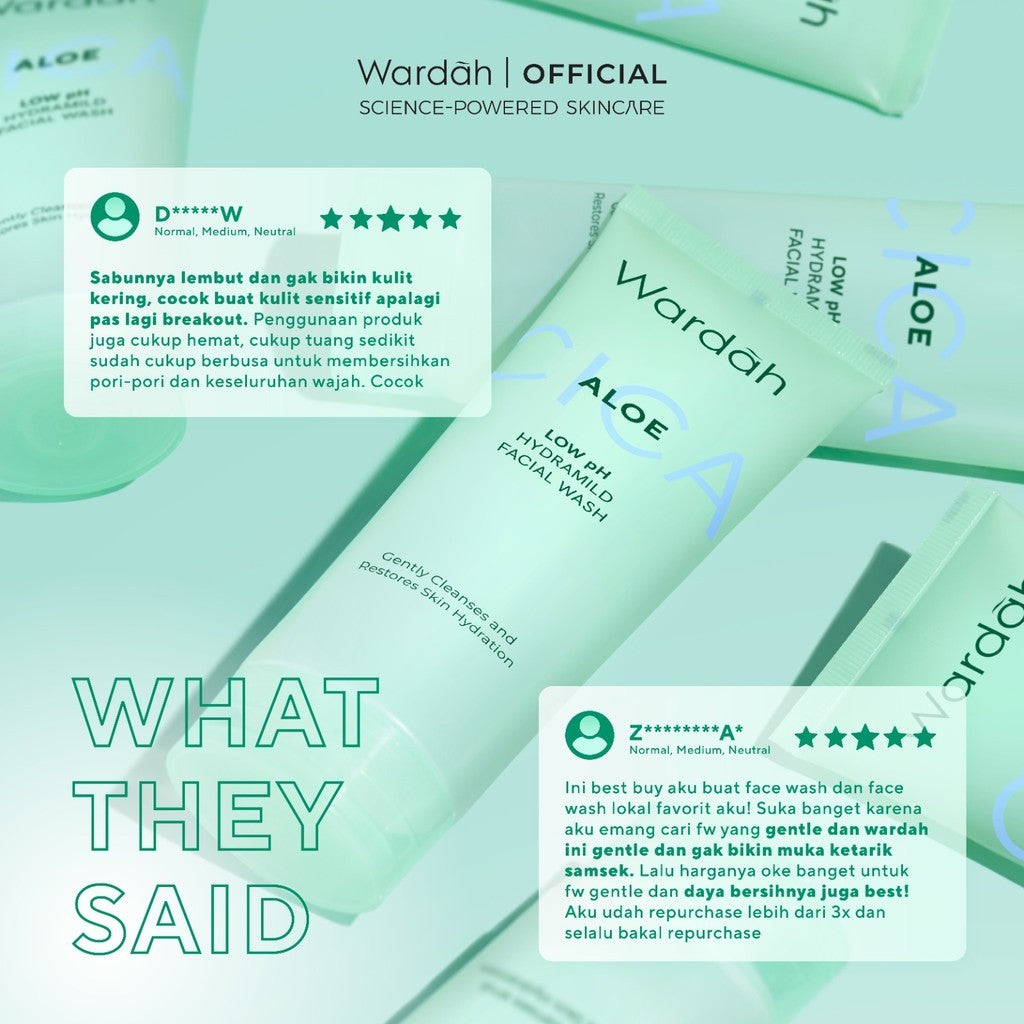 [REFAL HADY'S FAVORITE] Wardah Cica Aloe Low pH Hydramild Facial Wash Nature Daily Sabun Cuci Muka Membersihkan secara Lembut dan Menghidrasi Kulit dengan Kandungan Aloe Vera Centella Asiatica for All Skin Types Non Comedogenic Non Acnegenic - Skincare