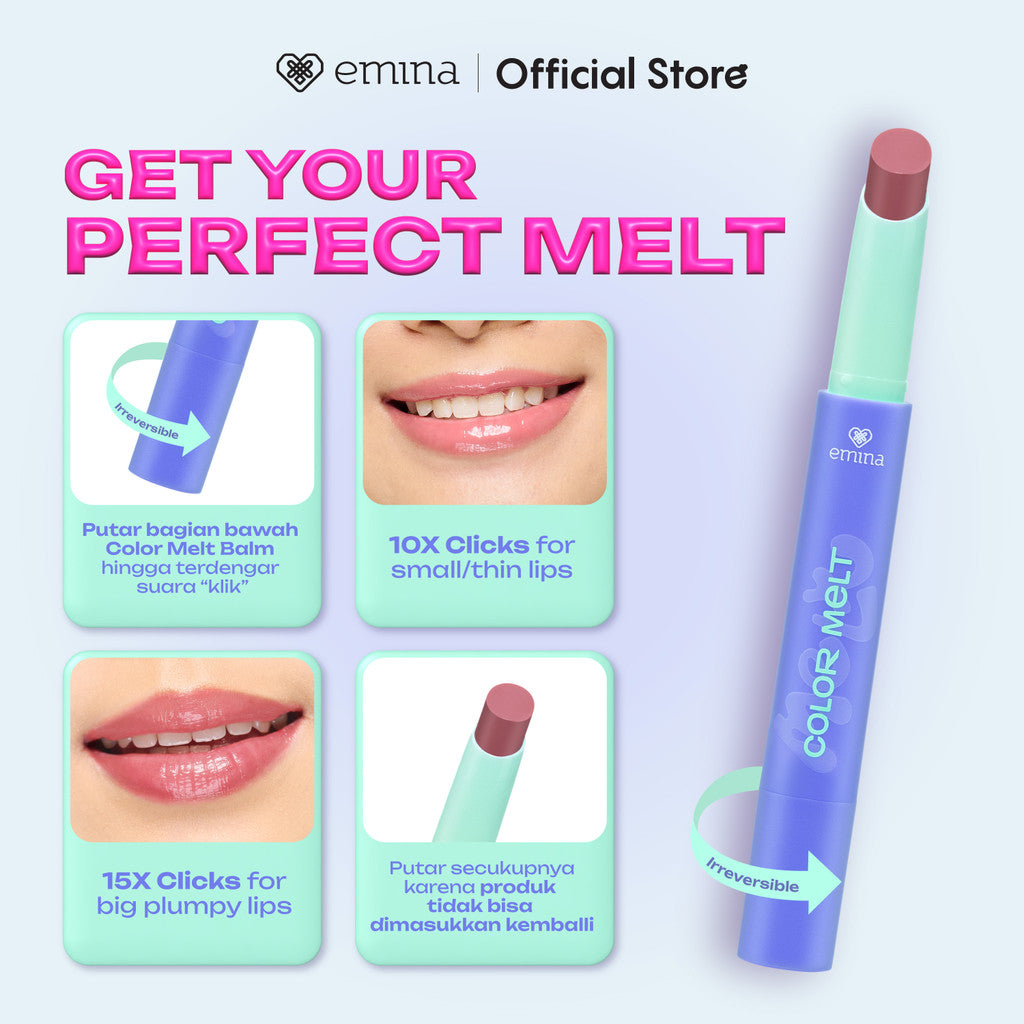 [FLASH SALE] NEW! Emina Hyalupeptide Color Melt Balm - Tinted Lip Balm Melembabkan & Mencerahkan Bibir, Lightweight & Cover Bibir Gelap with Peptide | Memperkuat Lip Barrier - Cocok untuk Bibir Sensitif