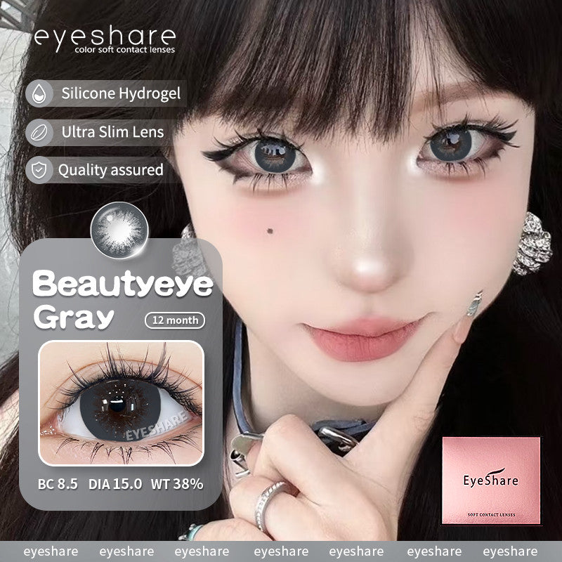 Eyeshare Softlens 15mm Big Eyes 1Pasang Gray Lensa Kontak Softlen Black
