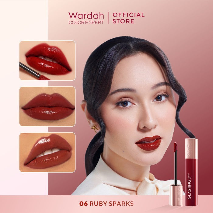 [TINTINTINWIN'S PICKS: OMBRE COVER BIBIR GELAP] NEW! WARDAH Glasting Liquid Lip -Cleopatra Look-- Hi-Pigmented Glass Color, Ringan, Tidak Lengket, Transferproof -Makeup