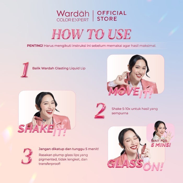 [TINTINTINWIN'S PICKS: OMBRE COVER BIBIR GELAP] NEW! WARDAH Glasting Liquid Lip -Cleopatra Look-- Hi-Pigmented Glass Color, Ringan, Tidak Lengket, Transferproof -Makeup