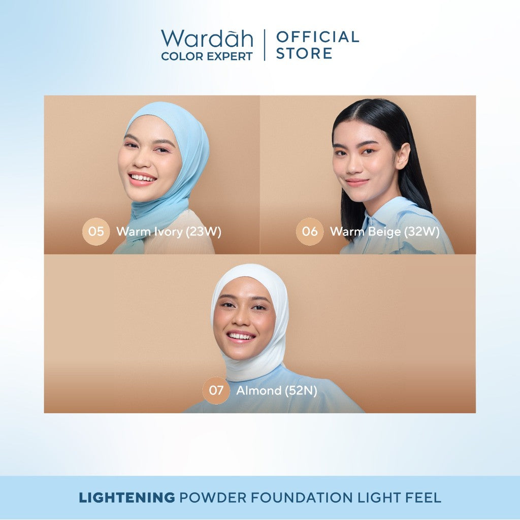 HEMAT WARDAH Refill Lightening Powder Foundation Light Feel 12g Two Way Cake Bedak Padat Ringan Glowing Tahan Lama Matte dengan Niacinamide Powder Compact Cushion untuk Skin Cerah Blur Tahan Lama All Skin Type
