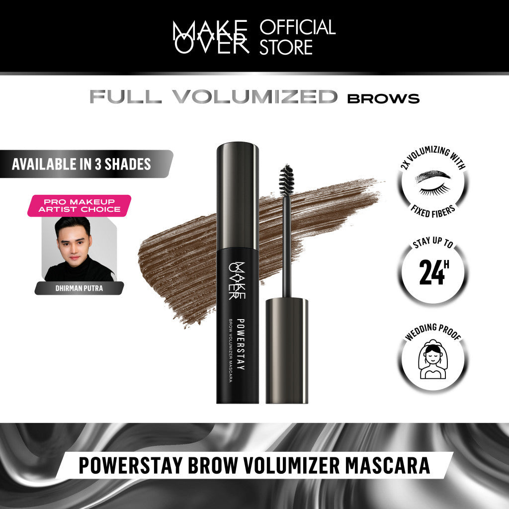 Make Over Powerstay Brow Volumizer Mascara 5 g - Browcara, Eye Brow Mascara, Maskara Alis Waterproof BEST SELLER Viral