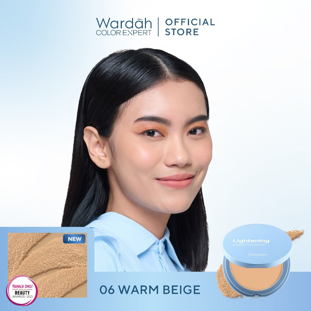 WARDAH Lightening Powder Foundation Light Feel 12g Two Way Cake Bedak Padat Ringan Matte dengan Niacinamide Powder Compact Cushion untuk Skin Cerah Blur Tahan Lama All Skin Type Feel Glad No Cakey All Day Makeup