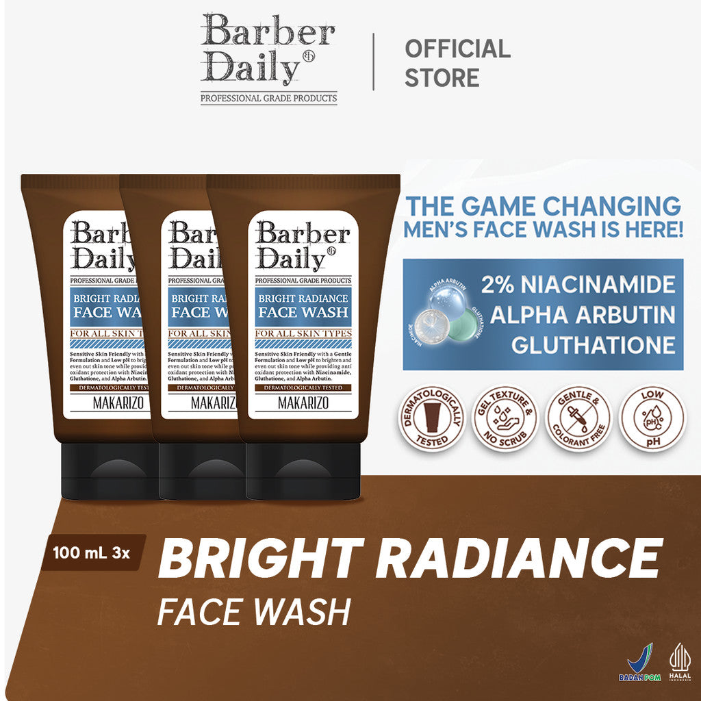 Triple Pack Ultimate Clenser Barber Daily Bright Radiance Face Wash 100mL x 3
