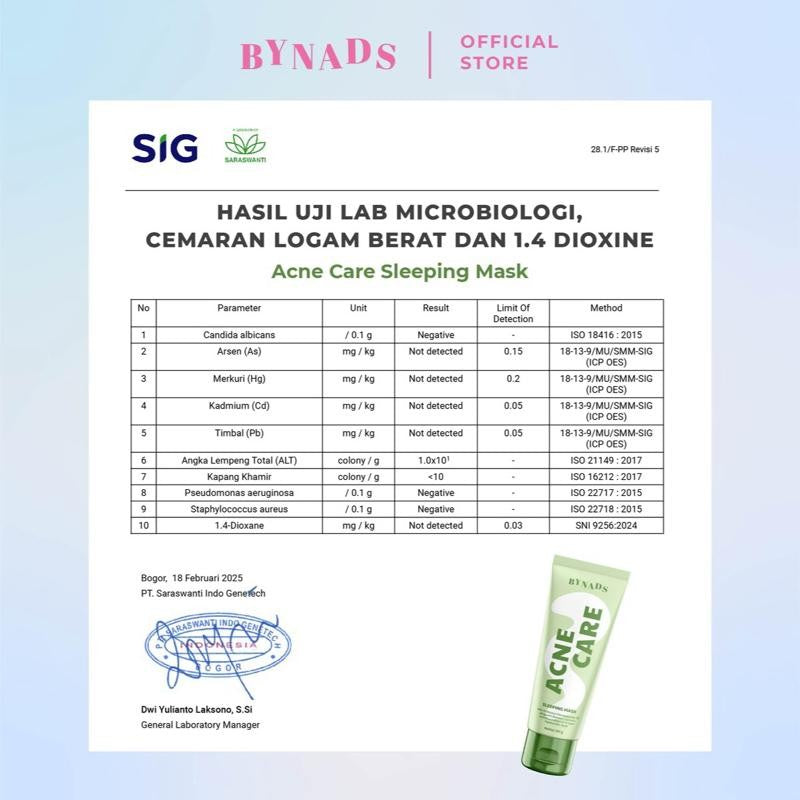 [2PCS] Bynads Acne Care Sleeping Mask with Salicyloyl Decapeptide-10 3in1 SleepingMask Moisturizer Wash Off Mask Pelembab Bynads