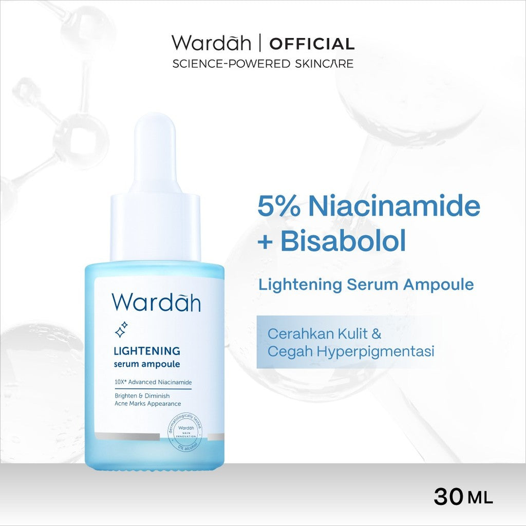 WARDAH Lightening All Series Lengkap - Micellar Gentle Wash, Whip Facial Foam, Oil-Infused Micellar Water, Cleansing Milk, Blue Clay Mask, Face Mist, Face Toner, Gentle Exfoliator, Serum Ampoule, Day Night Cream Advanced Niacinamide - Skincare