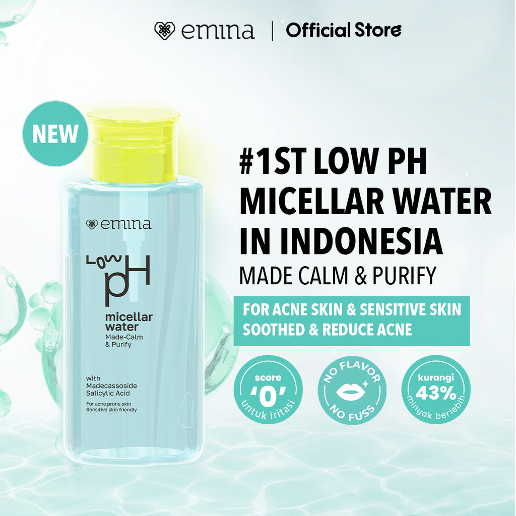 NEW! Emina Low pH Micellar Water Series - HyaluBright Smooth & Made-Calm Purify Micellar Water 300 ml & 125 ml