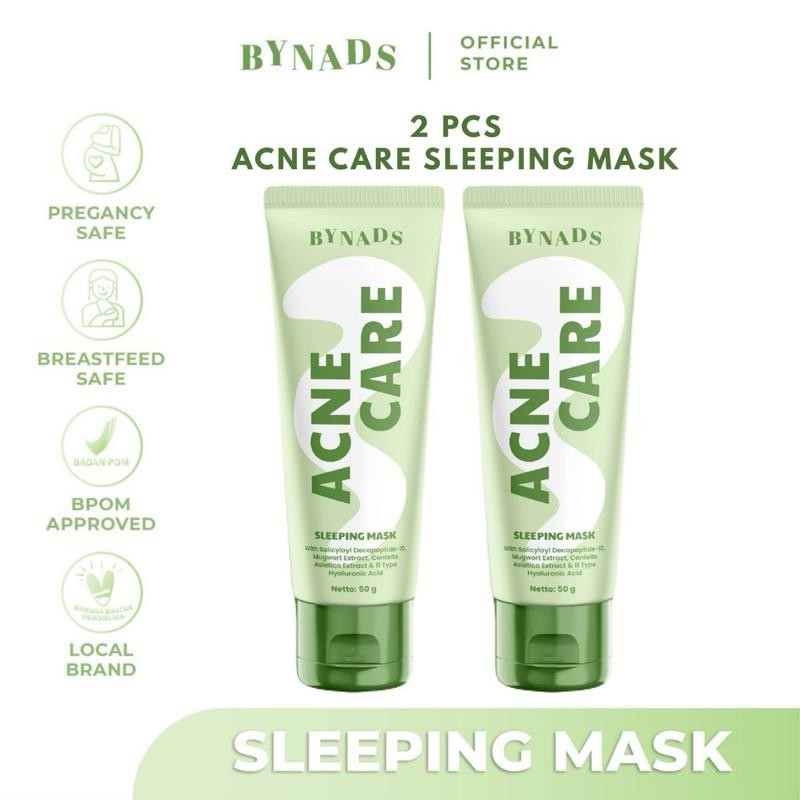 [2PCS] Bynads Acne Care Sleeping Mask with Salicyloyl Decapeptide-10 3in1 SleepingMask Moisturizer Wash Off Mask Pelembab Bynads