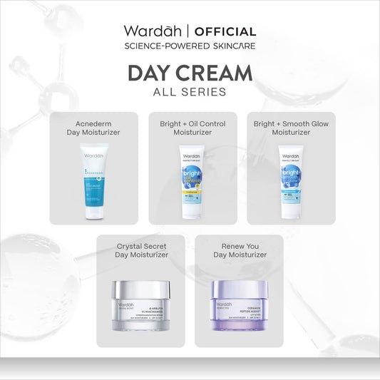 WARDAH Moisturizer Day Cream All Series - Acnederm, Lightening, Perfect Bright, Crystal Secret, Renew You - Pelembab Wajah Glowing BPOM - Skincare