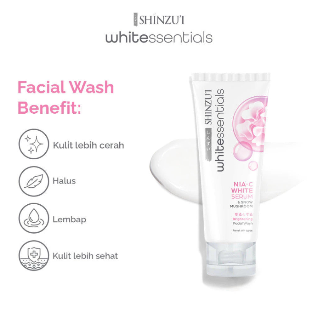 SHINZUI WHITE ESSENTIAL Double Brightening Facial Wash Snow Mushroom & Acne Calm 20ml