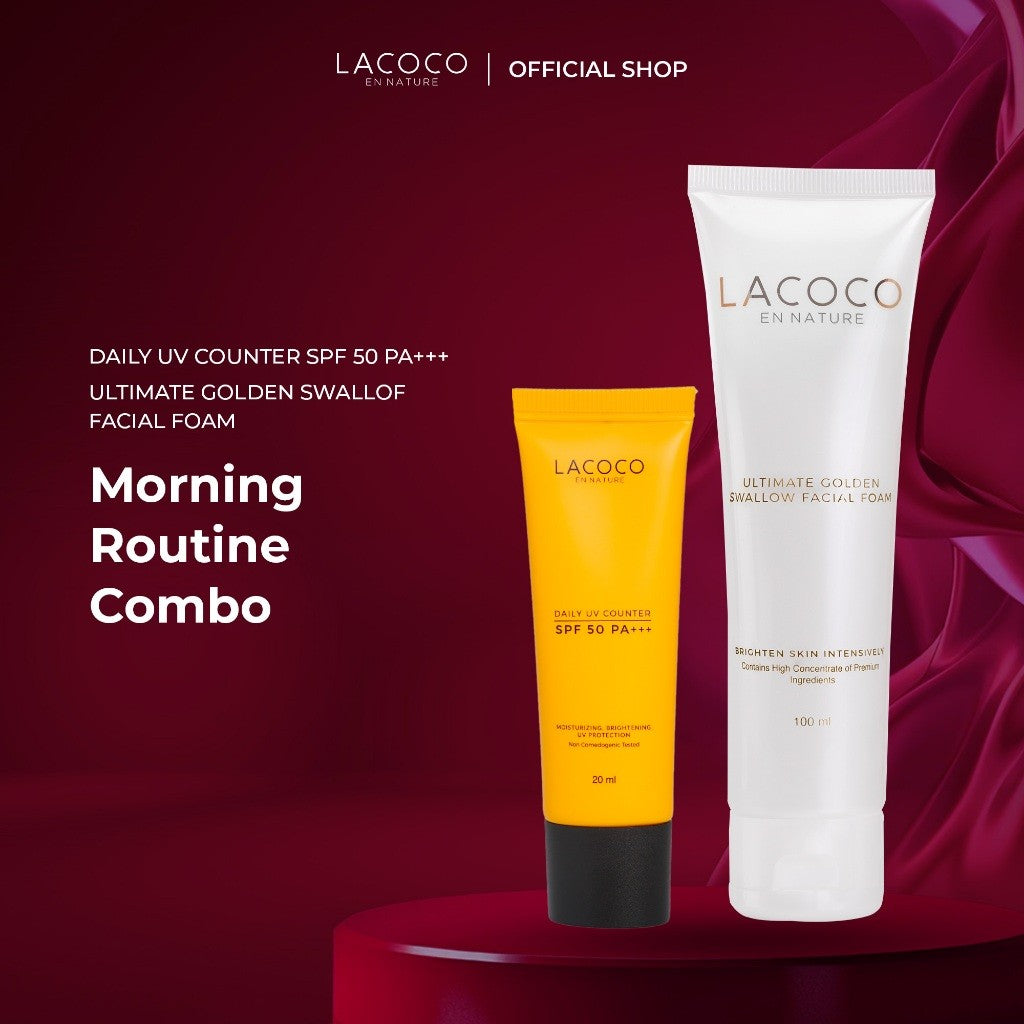 [Lacoco x Ayacahya] Morning Routine Combo - [Daily UV Counter SPF 50 PA++ (20 ml) + Ultimate Golden Swallow Facial Foam (100 ml)]