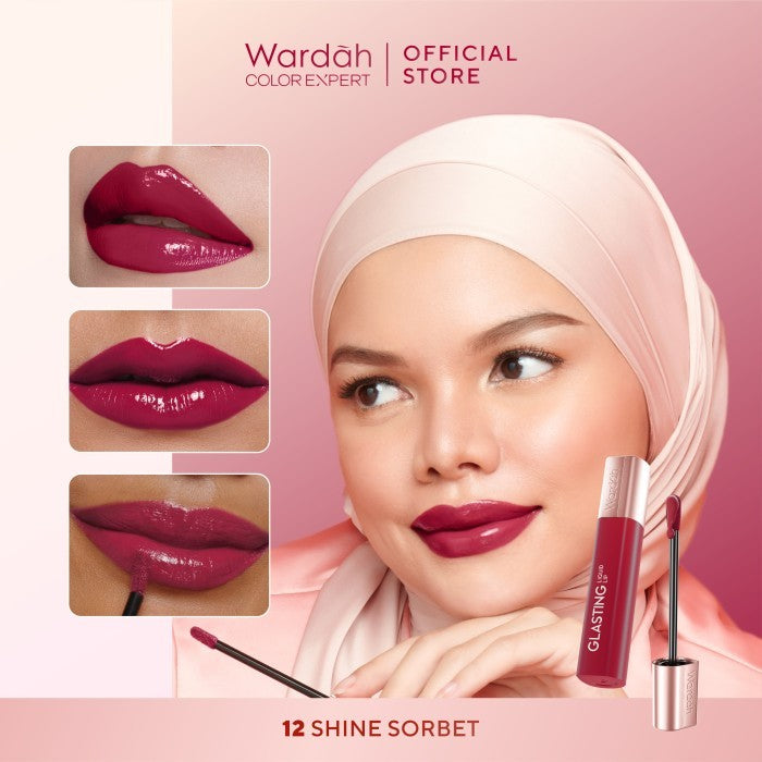 [TINTINTINWIN'S PICKS: OMBRE COVER BIBIR GELAP] NEW! WARDAH Glasting Liquid Lip -Cleopatra Look-- Hi-Pigmented Glass Color, Ringan, Tidak Lengket, Transferproof -Makeup