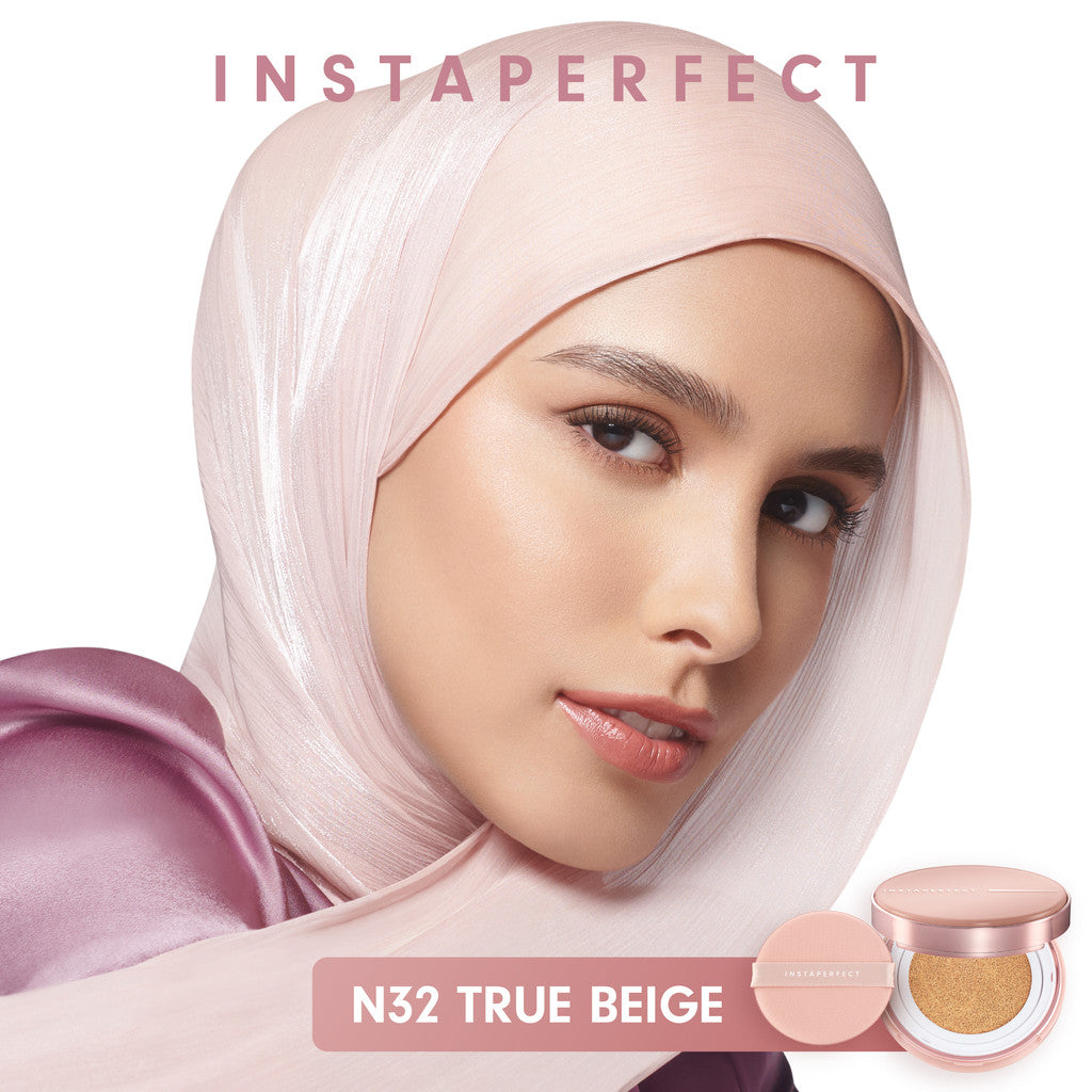 Instaperfect Skincover Air Cushion SPF 50++++ 11g - Make Up Cushion Foundation Blurring Semi Matte Finish (Real Skin Buildable Coverage, Transferproof, Non Comedogenic)- Bedak Foundation Wajah Tahan Lama