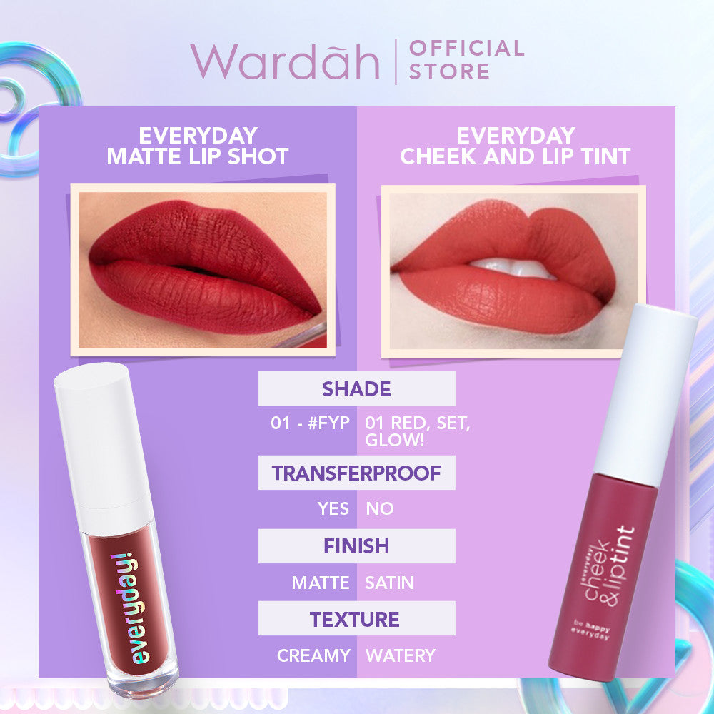 WARDAH Everyday! Matte Lip Shot 2.2g - Lipcream Tekstur Creamy, Hasil Akhir Matte, Quick Set - With Vitamin C + Antioksidan -Liptint-Lip-Stain-Lipgloss-Lipstik-Lip Tint-Lip Matte-Lipstick-Lip Cream- Glossy Lip Longlasting Waterproof Tahan Lama - Makeup