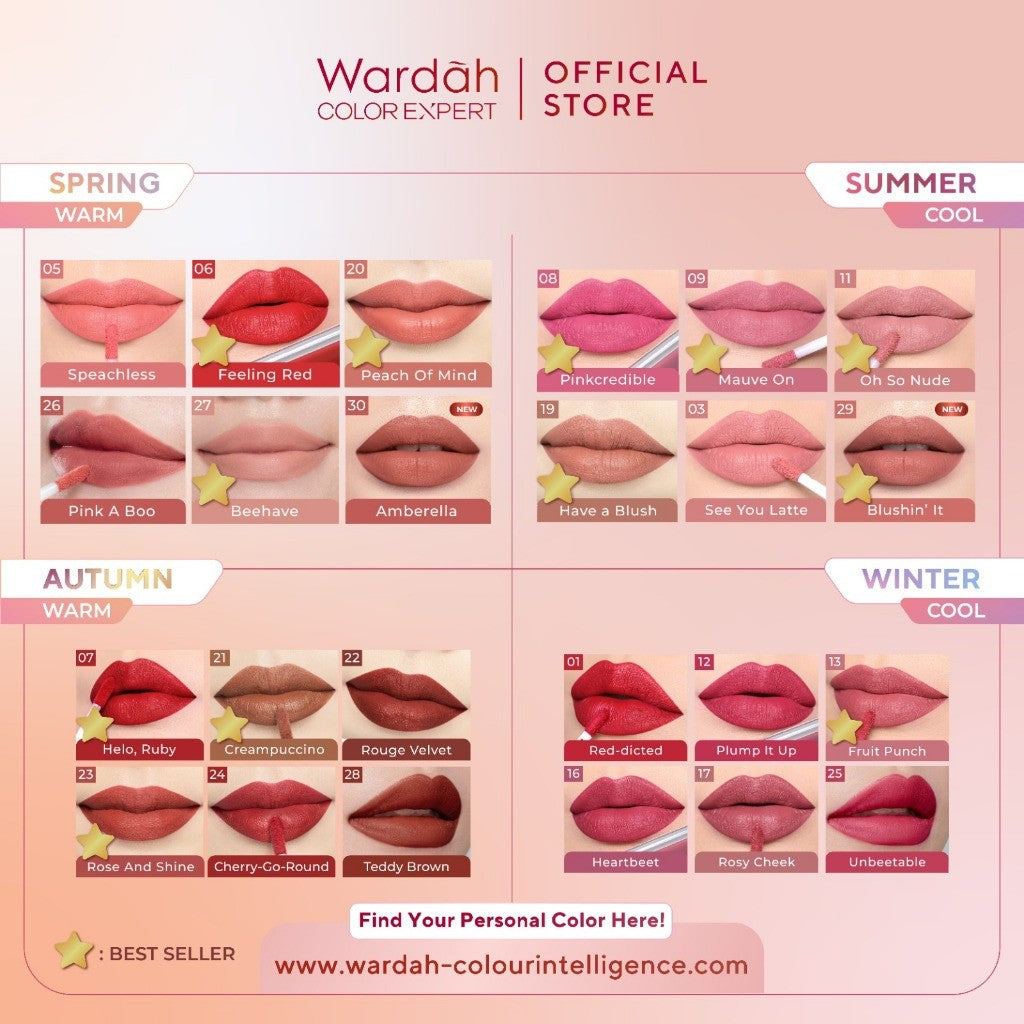 [TINTINTINWIN'S PICKS] Wardah Matte Lip Cream 4 g - Warna Intense dan Tahan Lama - Matte Finish - Teksture Creamy -Liptint-Lip-Stain-Lipgloss-Lipstik-Lip Tint-Lip Matte-Lipstick-Lipcream-Lip Cream- Glossy Lip Longlasting Waterproof Tahan Lama - Makeup