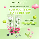 [2PCS] Bynads Acne Care Sleeping Mask with Salicyloyl Decapeptide-10 3in1 SleepingMask Moisturizer Wash Off Mask Pelembab Bynads