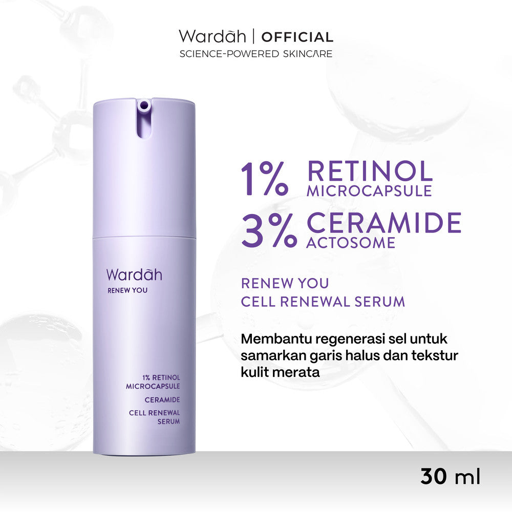 WARDAH Renew You Series Lengkap - Foam Cleanser, Toner Essence, Renewal Serum, Eye Cream, Day Moisturizer, Night Moisturizer - Skincare