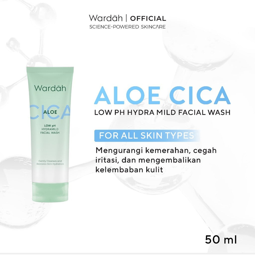 [REFAL HADY'S FAVORITE] Wardah Cica Aloe Low pH Hydramild Facial Wash Nature Daily Sabun Cuci Muka Membersihkan secara Lembut dan Menghidrasi Kulit dengan Kandungan Aloe Vera Centella Asiatica for All Skin Types Non Comedogenic Non Acnegenic - Skincare