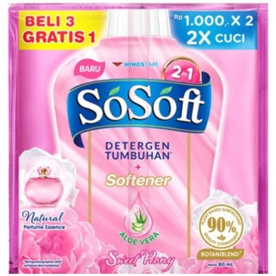 SO SOFT Liqdet DBL R8 Liquid Cair Sachet 80ml Nature Fresh Double Detergent Cair Pelembut Pakaian