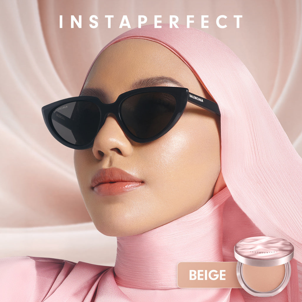Instaperfect Realskin Filter Glow - Blurring & High Coverage- Instaperfect Skin Blur Filter Powder + Instaperfect Skin Glow Mesh Cushion- Paket Make Up Blurring Wajah