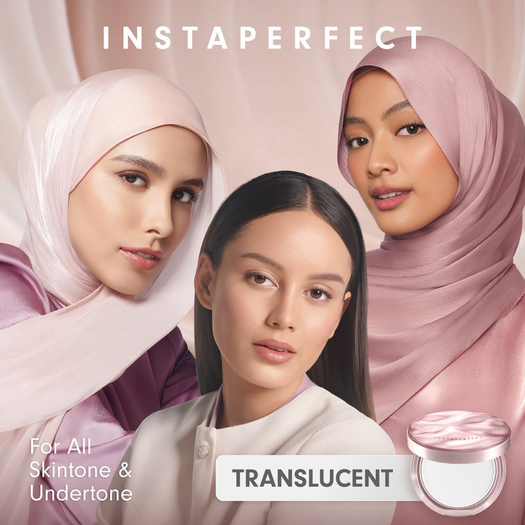 Instaperfect Realskin Filter Glow - Blurring & High Coverage- Instaperfect Skin Blur Filter Powder + Instaperfect Skin Glow Mesh Cushion- Paket Make Up Blurring Wajah