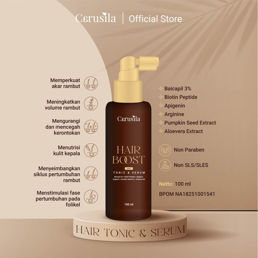 [BUNDLE HAIR TONIC & HAIR OIL] CARUSILA Hair Boost 2in1 Tonic & Serum Lush & Glow Hair Oil Minyak Penumbuh Rambut Tonik Rambut Rosemary Oil Baicapil Carusila