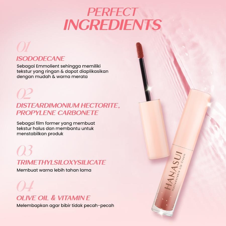 AB - Hanasui Mattedorable Lip Cream [4gr]/ Lip Cream Melembabkan Ringan Tahan Lama Hasil Akhir Velvet Matte Lipcream Lip Cream Liquid Lipstick Liptint Lip Tint Lip Mousse Lip Velvet Lipcream