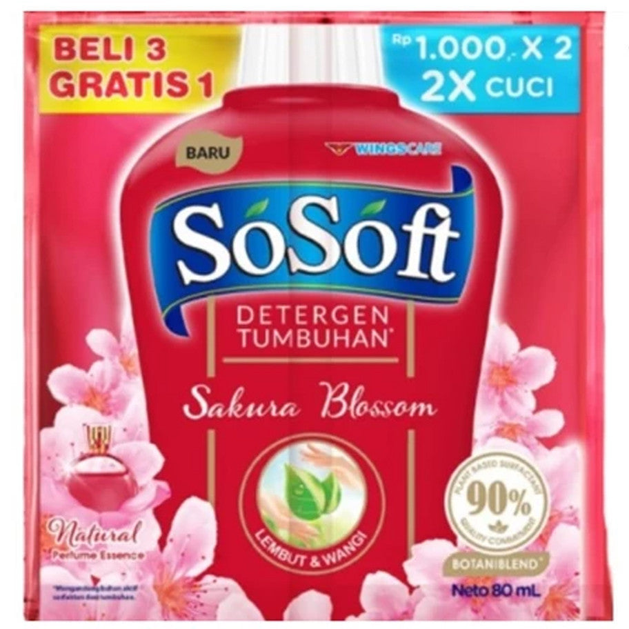 SO SOFT Liqdet DBL R8 Liquid Cair Sachet 80ml Nature Fresh Double Detergent Cair Pelembut Pakaian