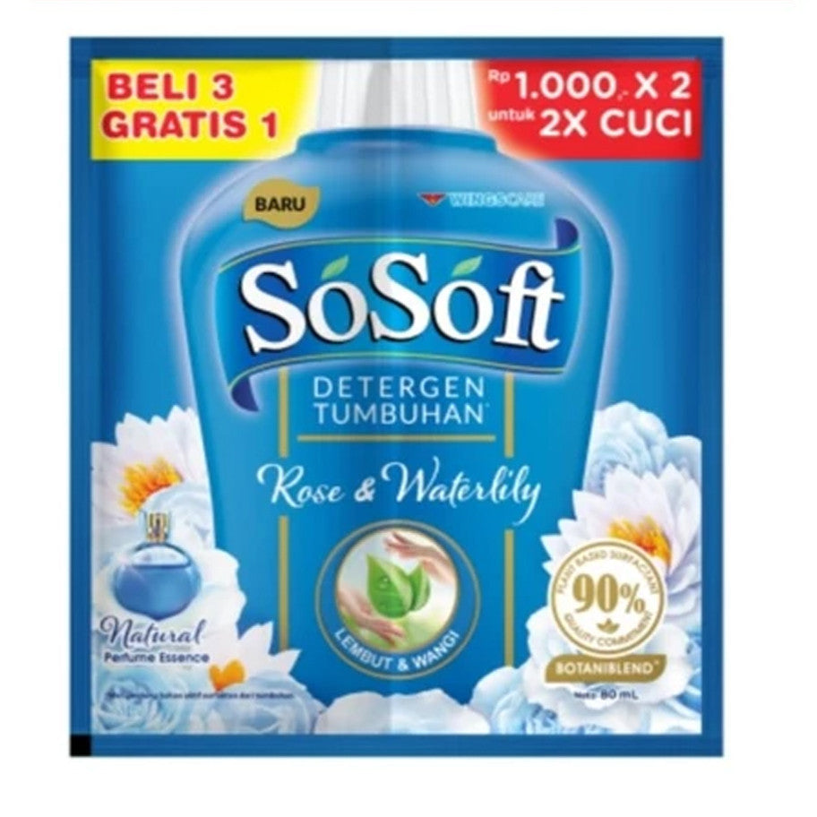 SO SOFT Liqdet DBL R8 Liquid Cair Sachet 80ml Nature Fresh Double Detergent Cair Pelembut Pakaian