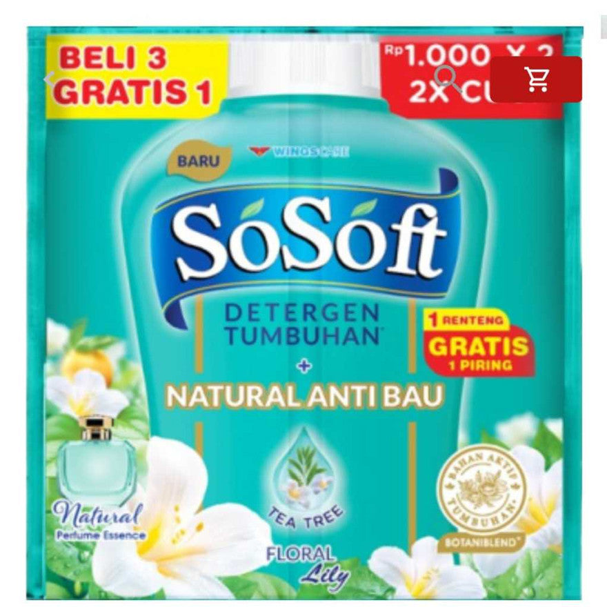 SO SOFT Liqdet DBL R8 Liquid Cair Sachet 80ml Nature Fresh Double Detergent Cair Pelembut Pakaian
