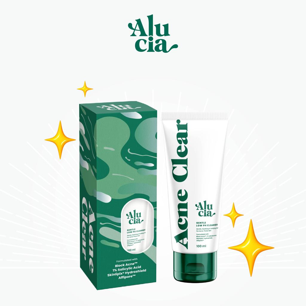 Alucia Acne Clear Gentle Low pH Cleanser dengan 1% Salicylic Acid Sabun Cuci Muka untuk Kulit Berjerawat & Berminyak BPOM Non-Fragrance Sulfate Free Membersihkan Wajah Facial Wash