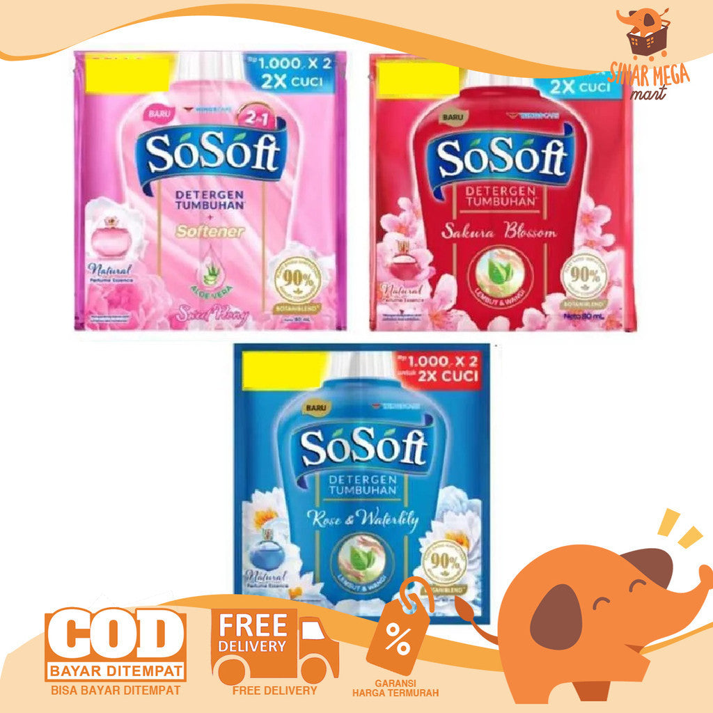 SO SOFT Liqdet DBL R8 Liquid Cair Sachet 80ml Nature Fresh Double Detergent Cair Pelembut Pakaian