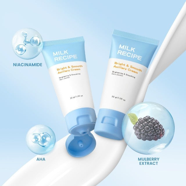 Milk Recipe Bright & Smooth Axillary Cream - Krim Pencerah Ketiak Selangkangan Bokong Dan Lipatan Hitam Dengan Niacinamide AHA