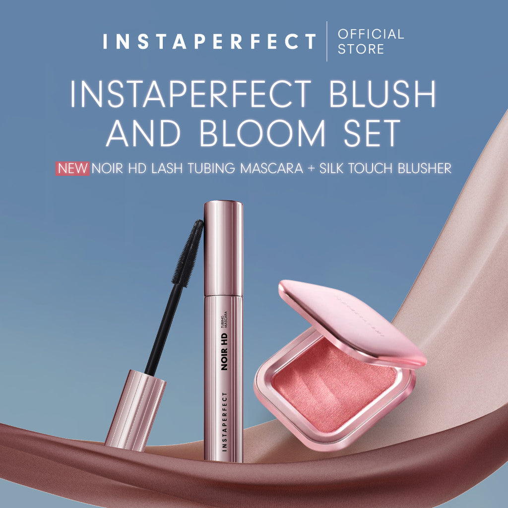 Instaperfect Blush & Bloom Set Make Up- Silk Touch Blusher + Noir HD Lash Tubing Mascara (Mascara Peel off Bulu Mata High Definition dengan Hasil Lentik Natural)- Blush On, Perona Pipi