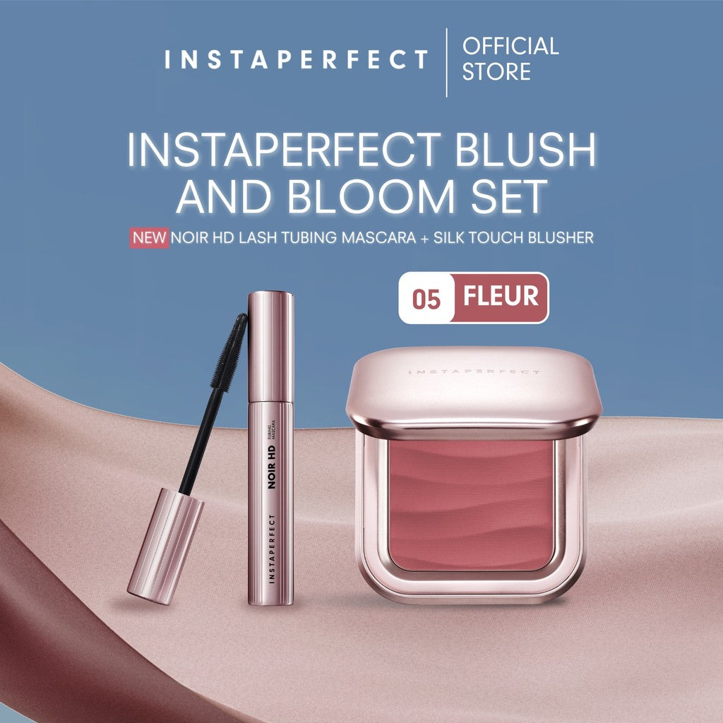 Instaperfect Blush & Bloom Set Make Up- Silk Touch Blusher + Noir HD Lash Tubing Mascara (Mascara Peel off Bulu Mata High Definition dengan Hasil Lentik Natural)- Blush On, Perona Pipi