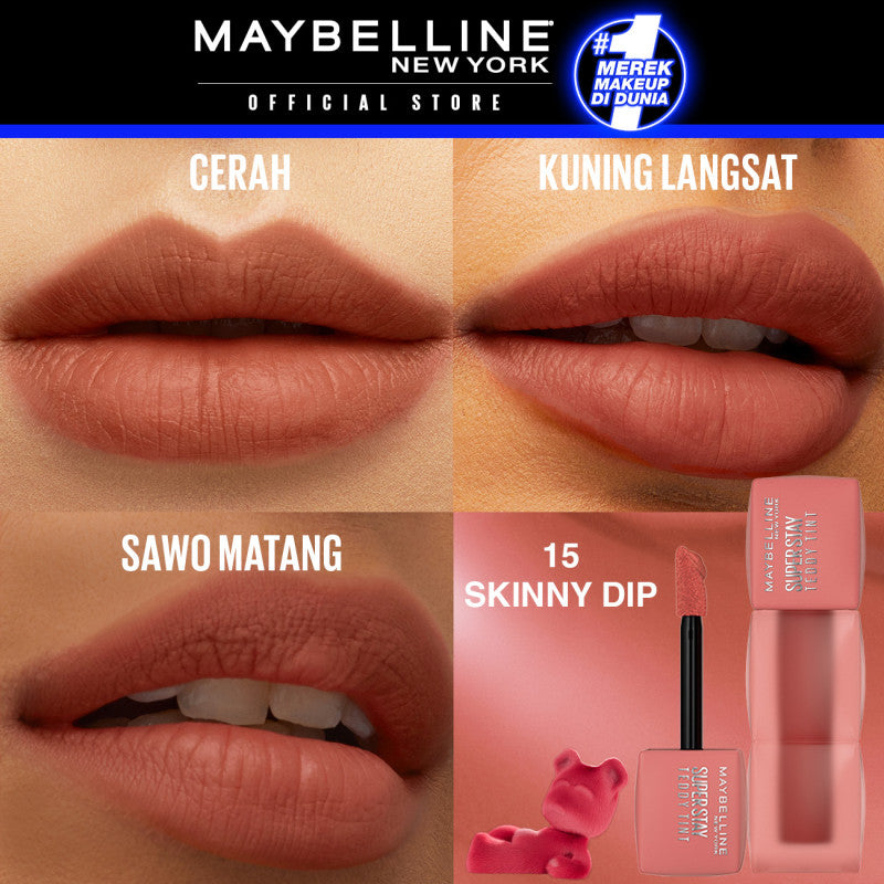 MAYBELLINE OFFICIAL Superstay Teddy Tint 5 mL - Teddy Soft Matte Tahan 12 Jam Lipstick Lipcream Lipstik Perfect Lip Tint
