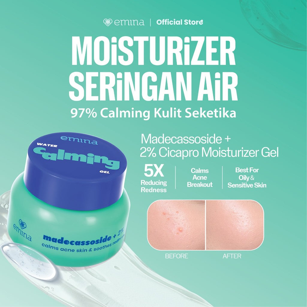 [SPECIAL 11.11] Emina Water Calming Gel Moisturizer 30g | Mengurangi Jerawat & Meredakan Kemerahan, Soothing, untuk Kulit Berminyak/Sensitive, Pelembab Seringan Air