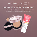 [RADIANT SET SKIN BUNDLE] Instaperfect Skin Glow Cover Mesh Cushion + Labore Physical Sunscreen SPF 50 PA++++ Travel Size 10ml - Mineral Sunscreen Wajah Non-Comedogenic- Tampilan Muka dengan High Coverage Flawless Glow- Foundation-Concealer Muka