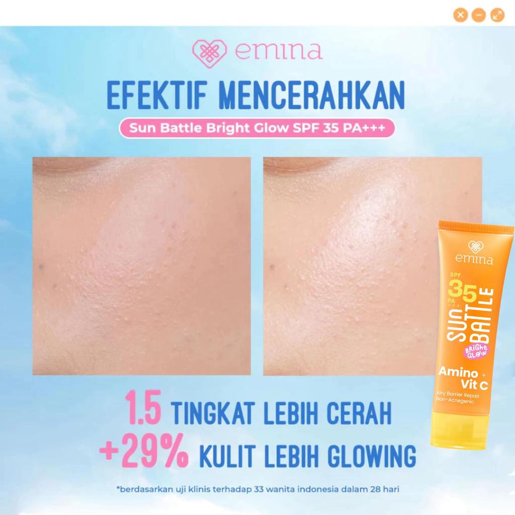 [SPECIAL 11.11] Emina Sun Battle Bright Glow SPF 35 PA+++ - Sunscreen Serum Amino Vitamin C - Cerah, Ringan, Hydrating [Teruji In Vivo] Non acnegenic & Non Comedogenic. Cocok semua jenis kulit
