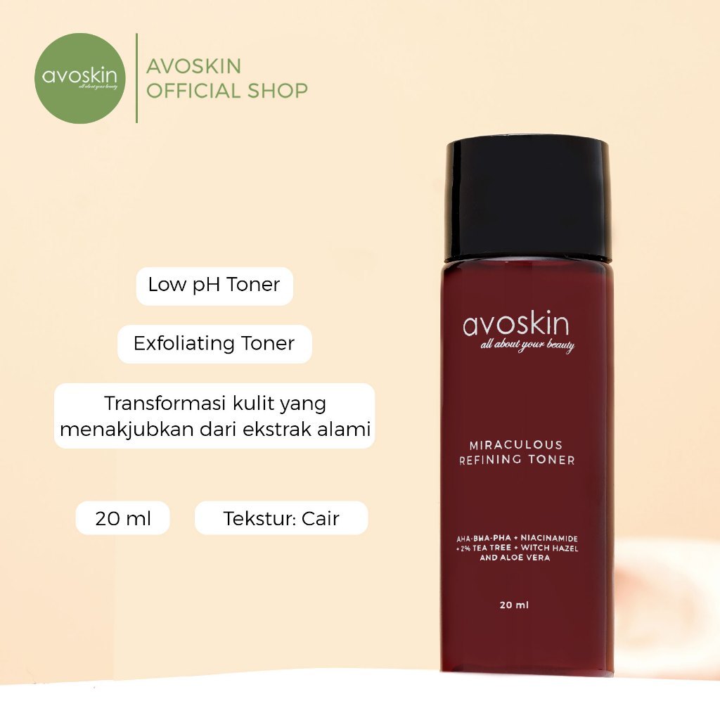 [SPECIAL PRICE] Travel Toner Avoskin Miraculous Refining 20ml-AHA BHA PHA-Eksfoliasi