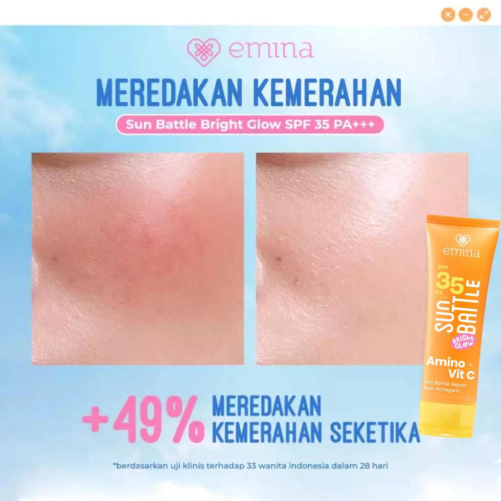 [SPECIAL 11.11] Emina Sun Battle Bright Glow SPF 35 PA+++ - Sunscreen Serum Amino Vitamin C - Cerah, Ringan, Hydrating [Teruji In Vivo] Non acnegenic & Non Comedogenic. Cocok semua jenis kulit