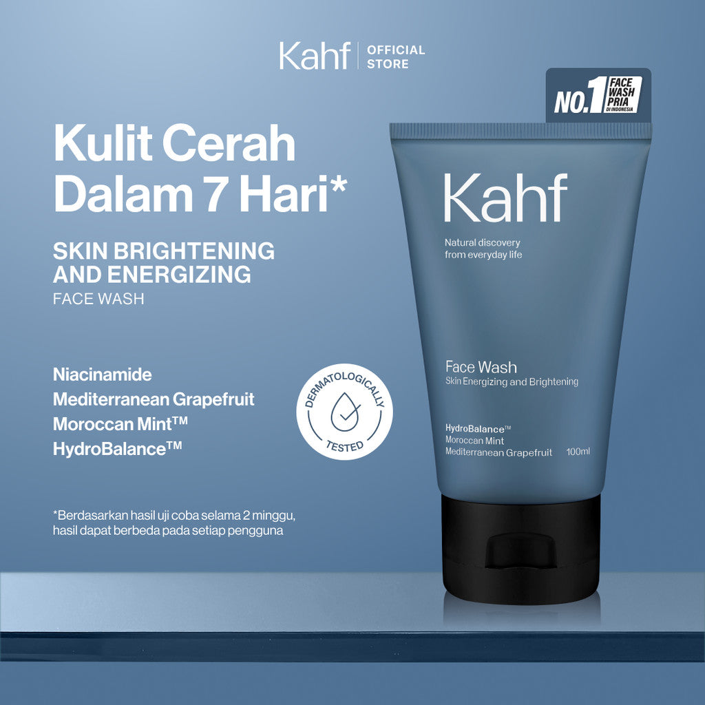 NEW LOOK BETTER FORMULA! Kahf Face Wash Skin Energizing and Brightening 100 ml - Sabun Cuci Muka Pria untuk Membantu Mencerahkan Wajah - Suitable for Daily Use