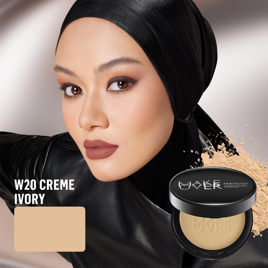 [SPECIAL 11.11] MAKE OVER Powerstay 24H Matte Powder Foundation - Bedak Padat High Coverage Ringan Compact Flawless Make Up Tahan Lama 24 Jam Non-Comedogenic BEST SELLER Poreless Somethin Time Less w Maybe Euphoria Blurring